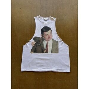 VTG 90s Mr. Bean Movie Promo Teddy Bear Funny Parody Tank Top Cutoff XL Polygram